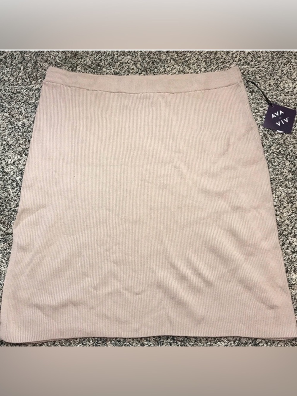 Ava & Viv Ribbed Knit Tan Midi Side Slit Skirt Plus Size 3X | NWOT